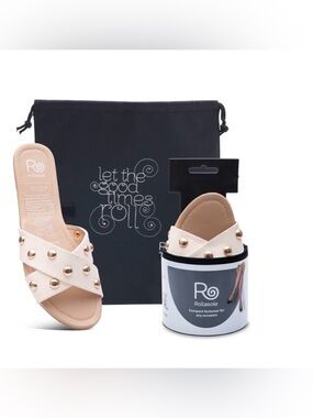 Rollasole Dulce Sandals Cream Gold Studded size M (7.5 to 8.5 shoe size)